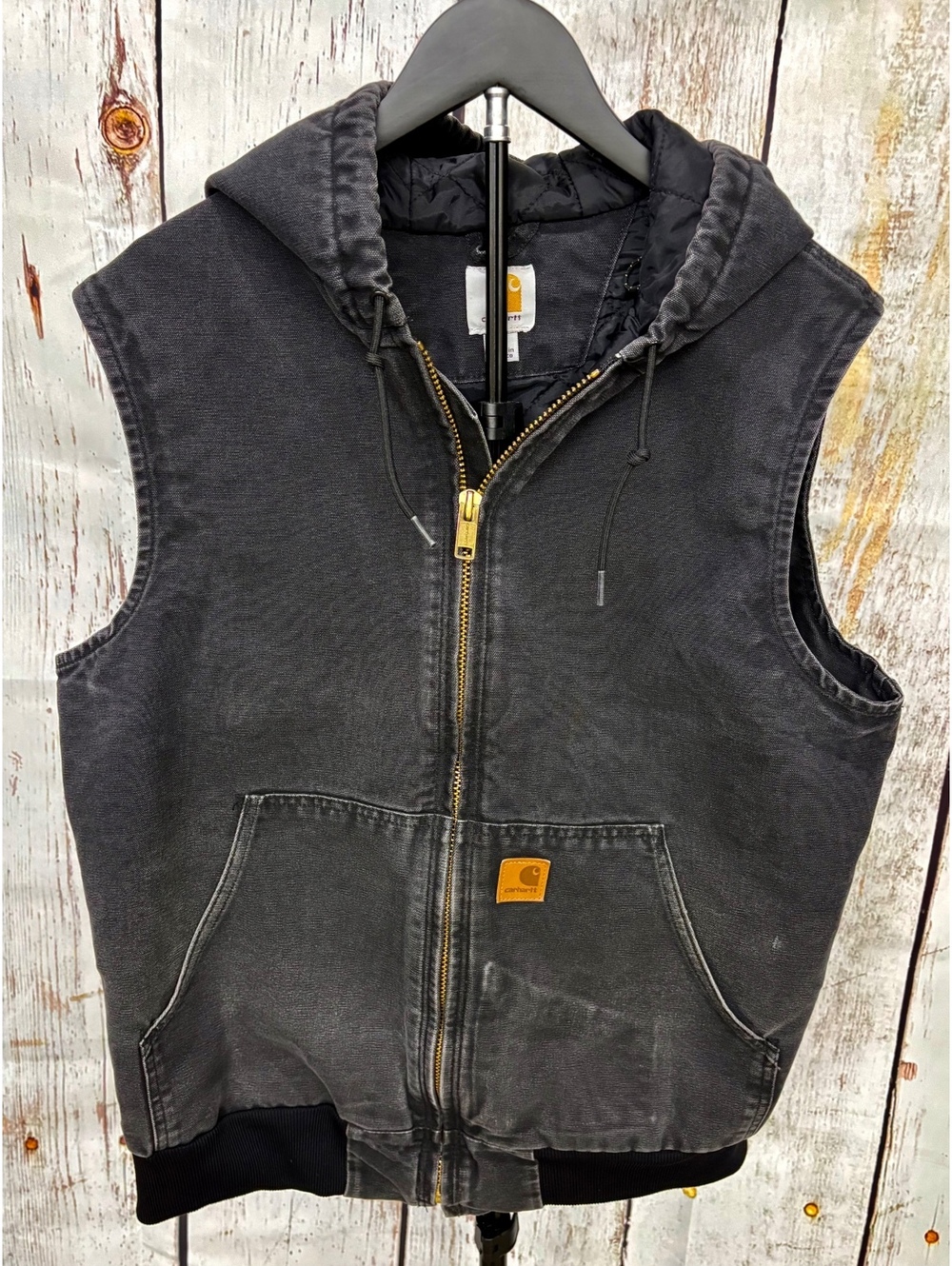 Vintage Y2K Carhartt Men’s Sandstone Hooded Active Workwear Vest 100121 Size L